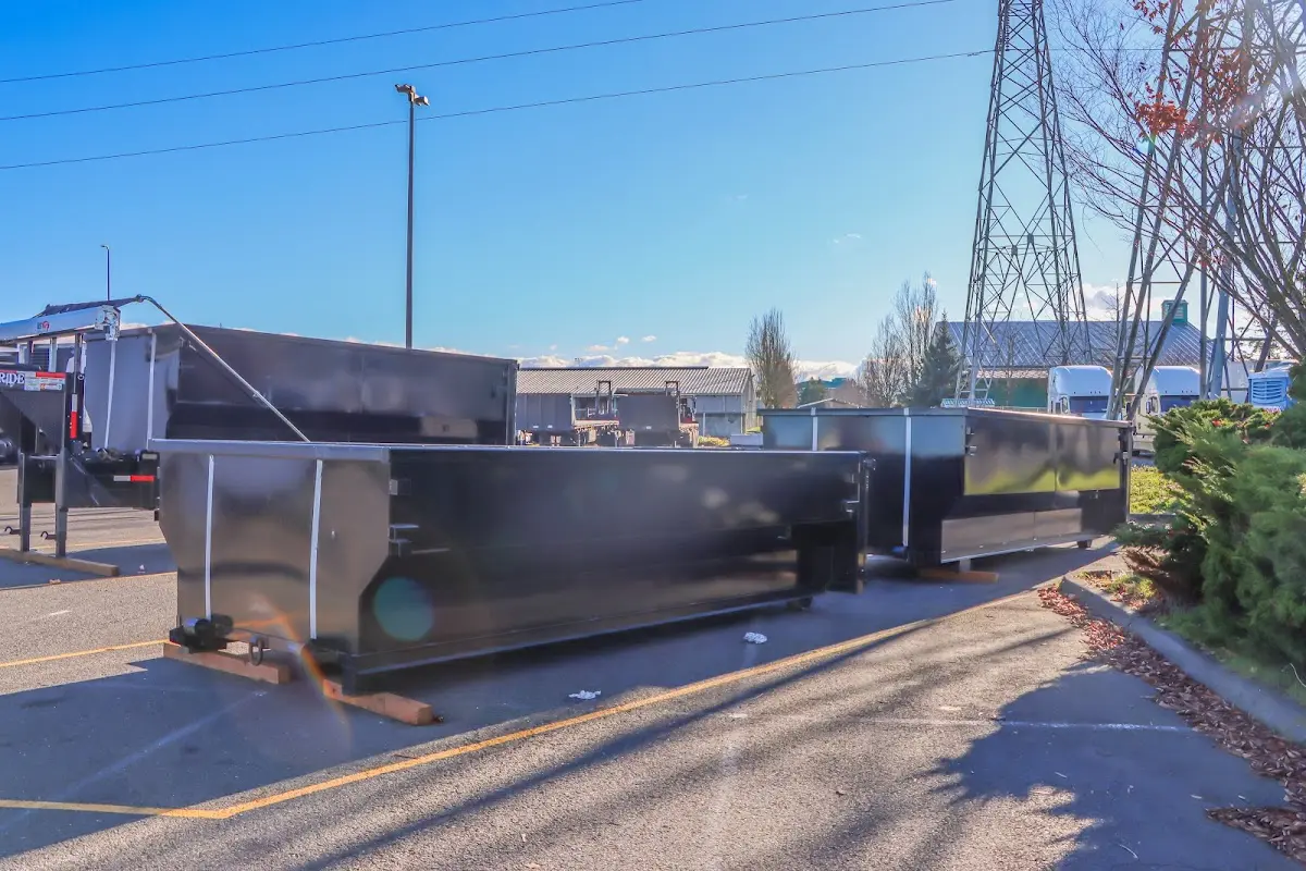 Roll-off dumpster ready for waste disposal at job site for Commercial Dumpster Rental in New Freedom